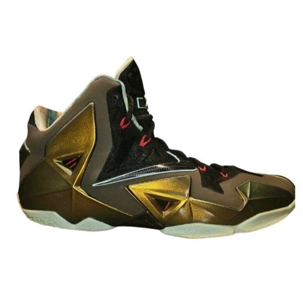 Nike LeBron 11 Kings Pride Mens 11.5 Gold Black Basketball Shoes 616175-700